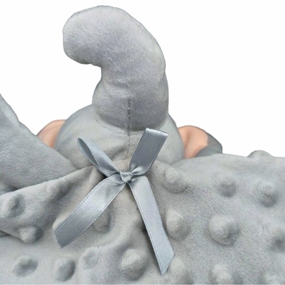 Pro Goleem Elephant Lovey Gray Grey Minky Dot Unisex Crinkle Ears Satin Back 16” - Picture 5 of 13